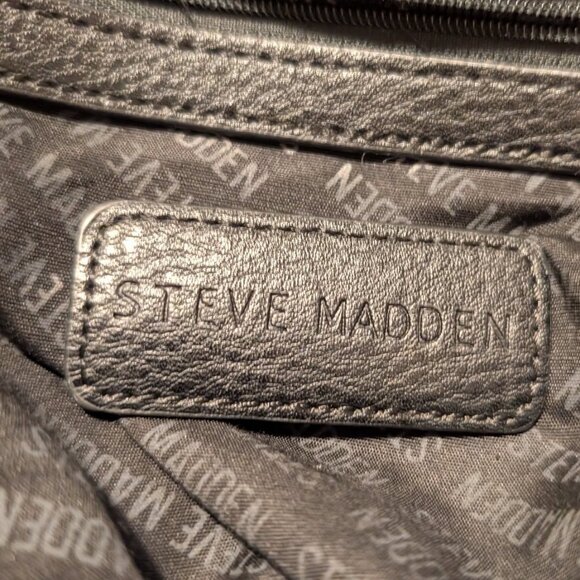 Steve Madden Purse Large Black Crossbody Double Top Handles Zip up Pockets - Picture 5 of 6